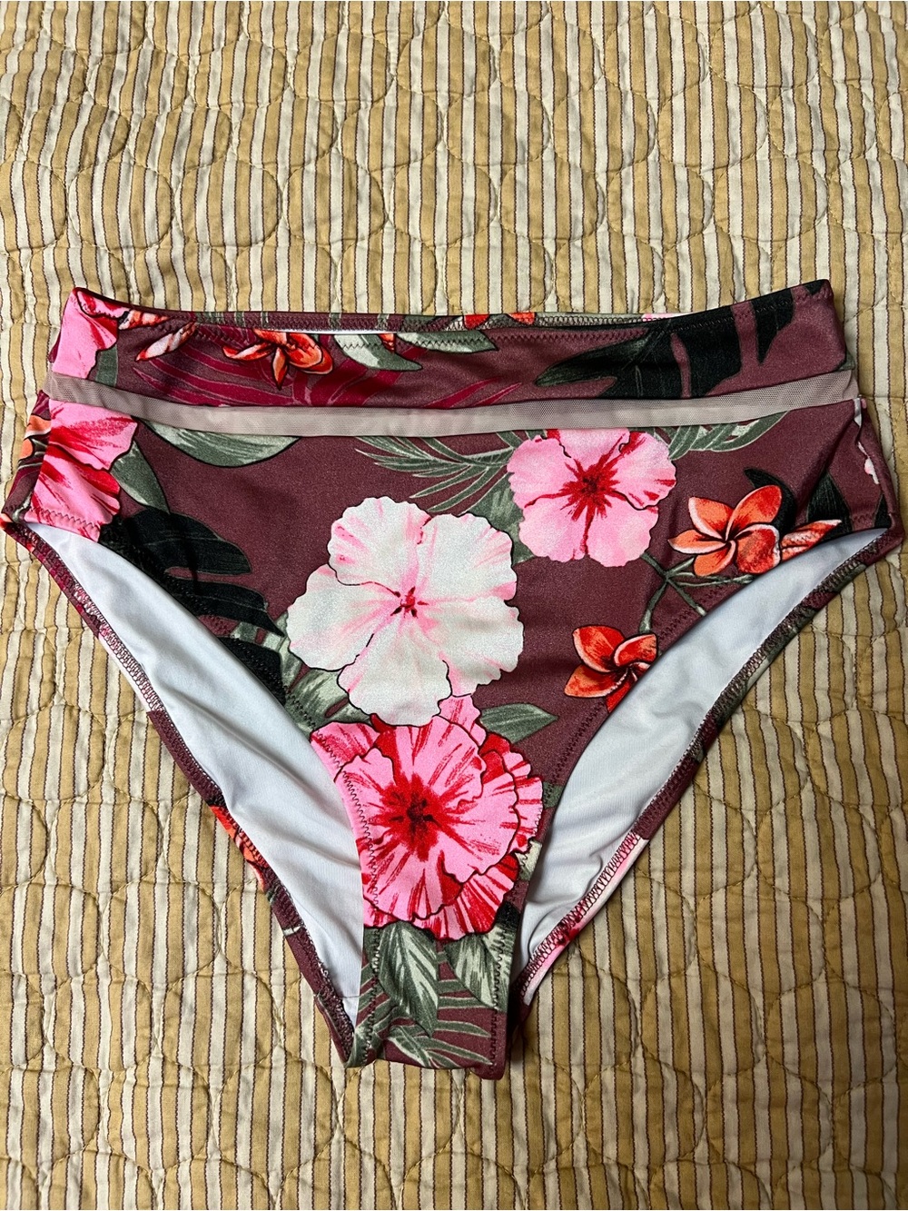 PINK Victoria’s Secret Tropical Floral High Waist Bikini Bottom M
